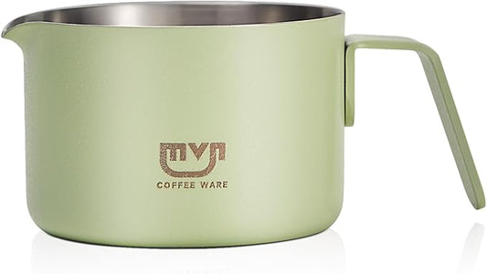 Espresso Measuring Cup with Handle – 3oz Espresso Shot Cup for Coffee Bar Accessories, 304 Stainless Steel Pouring Cups, Small Metal Coffee Cup for Home (Green)