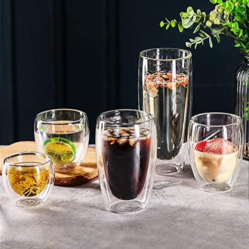 Asng Glass Coffee Mugs, Double Wall Insulated Thermal Cups Drinking Glasses For Tea/Coffee/Latte/Cappucino/Cafe/Milk (350ML/12oz)