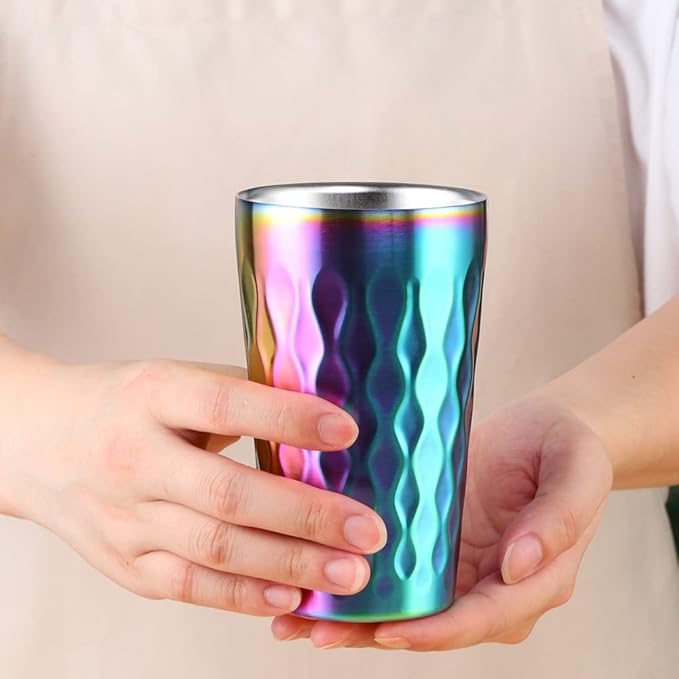 10oz Stainless Steel Cup Set, 2Pcs Double Wall Metal Cup，Vacuum Stackable Insulated Portable Drinking Tumblers Unbreakable Glasses，for Home Outdoor Restaurant(Blue)