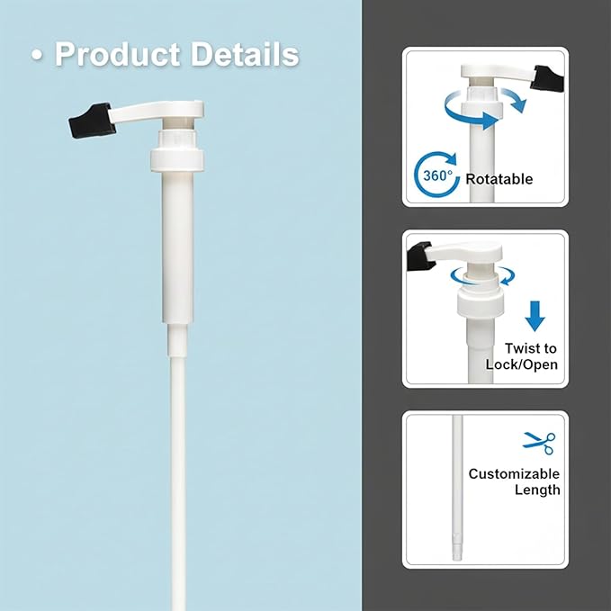 JINJUMEI 5 Pcs White Coffee Syrup Pumps, Syrup Pump for Monin 750ml Glass Bottle, White Coffee Syrup Pump with Tip Cover Included