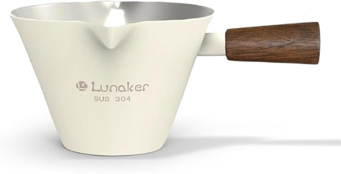 Lunaker Espresso Cups - 4OZ Espresso Shot Cup with Wooden Handle -Measuring Cup with Double Spouts - Coffee Bar Accessories, White