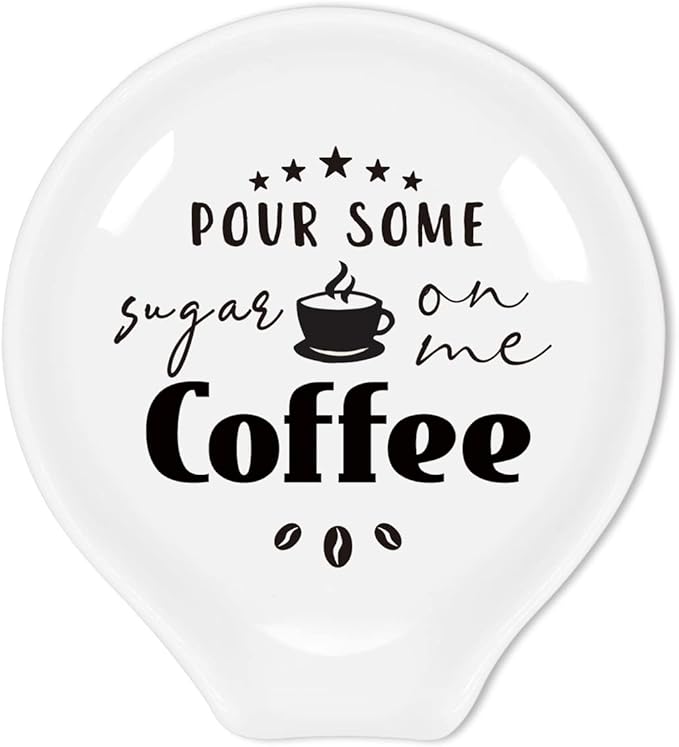 Funny Coffee Quote Ceramic Coffee Spoon Holder-Coffee Spoon Rest -Coffee Station Decor Coffee Bar Accessories-Coffee Lovers Gift for Women and Men (Pour Some Sugar On Me)