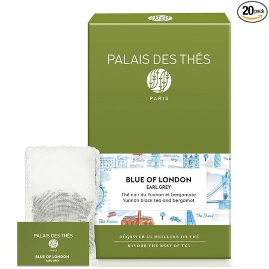 Palais des Thés - Blue of London - Earl Grey Black Tea, Bergamot & Cornflower - Premium Tea Bags, Serves 20 Cups