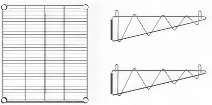 18" x 24" Chrome Wall-Mounted Wire Shelf with Epoxy Coating, Heavy-Duty Steel Storage Rack, NSF Certified, Easy Installation, Open Wire Design for Kitchen, Garage, or Utility Storage