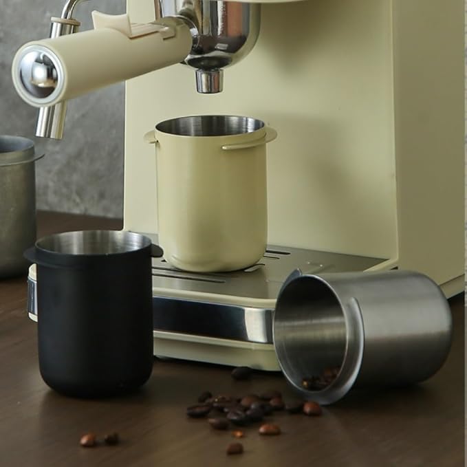Startbuymore Espresso Coffee Dosing Cup 58mm Stainless Steel For Coffee Machines With Wide Mouth To Minimize Mess And Even Coffee Distribution(Retro color)