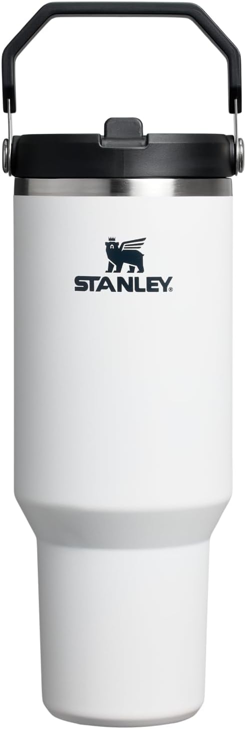 STANLEY IceFlow 2.0 Flip Straw Tumbler with Handle 40 oz | Twist On Lid and Flip Up Straw | Leakproof Water Bottle | Insulated Stainless Steel | BPA-Free | Chalk
