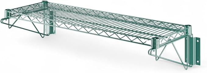 14" x 36" Green Wall-Mounted Wire Shelf with Epoxy Coating, Heavy-Duty Steel Storage Rack, NSF Certified, Easy Installation, Open Wire Design for Kitchen, Garage, or Utility Storage