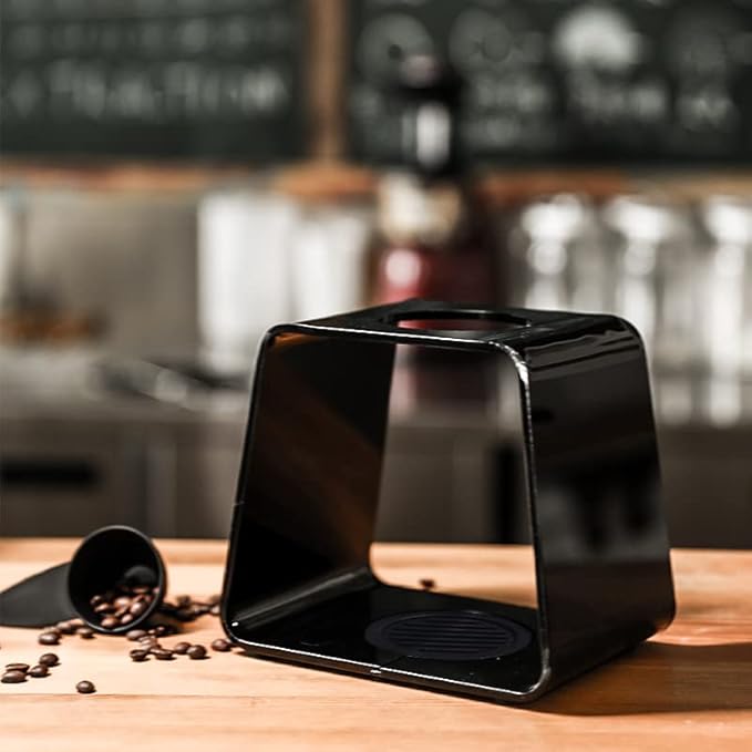Acrylic Coffee Dripper Stand, Pour Over Coffee Stand, Coffee Extraction Drip Station,Coffee Shared Pot Filter Cup Holder with Silicone Dripper Mat (Black With Non-Slip Mat)