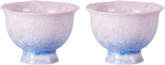 KAMMAK Ceramic Tea & Coffee Cups Set of 2 - Vintage Crystalline Glaze Espresso Mugs, 2.8oz Hand Painted for Afternoon Tea or Coffee, Birthday Gift for Women Men, Pink and Blue Gradient