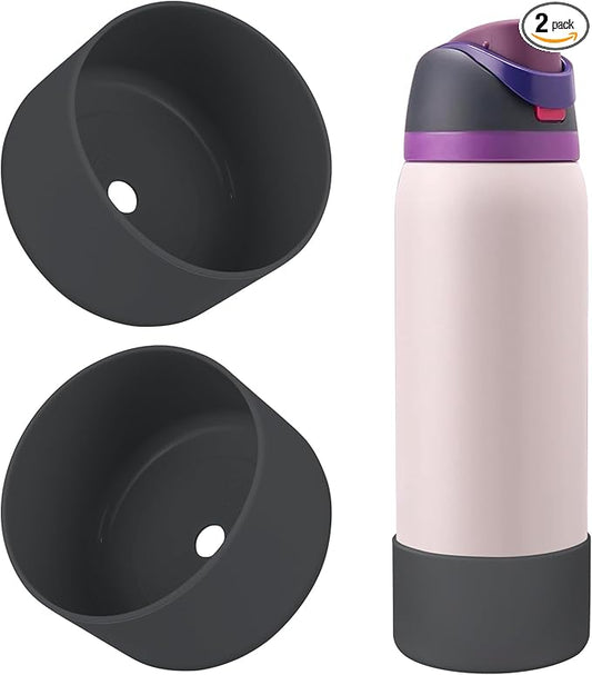 2PCS Silicone Water Bottle Boot, Compatible with Owala 24oz 32oz 40oz, Protective Anti-Scratch & Anti-Dent No Noise Sleeve Cover for FreeSip/Twist/Flip Water Bottles (Dark Blue, 32oz)