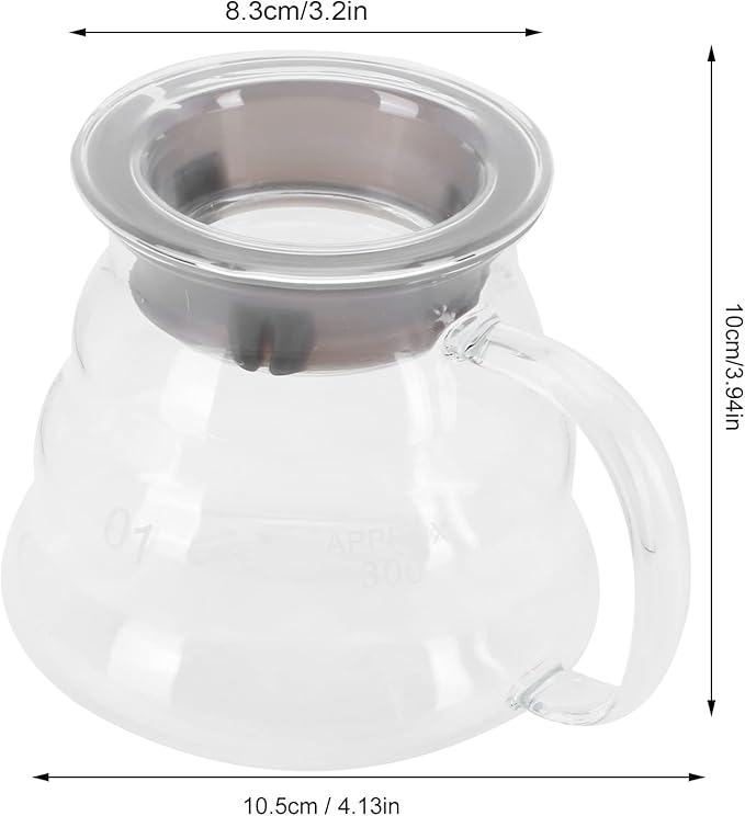 Yosoo Health Gear Glass Coffee Server, Practical Transparent Coffee Carafe for Bar Kitchen Counter, with Smooth Inner Surface and Glass Material (300ml)