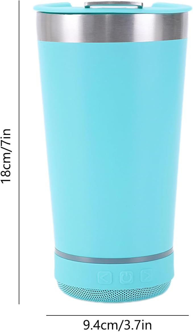 Blue Tumbler with Bluetooth Speaker, Insulated Stainless Steel Travel Cup with Lid,MusicTumbler Cup with Speaker,Stainless Steel Speaker Tumbler for Gym, Office, Travel