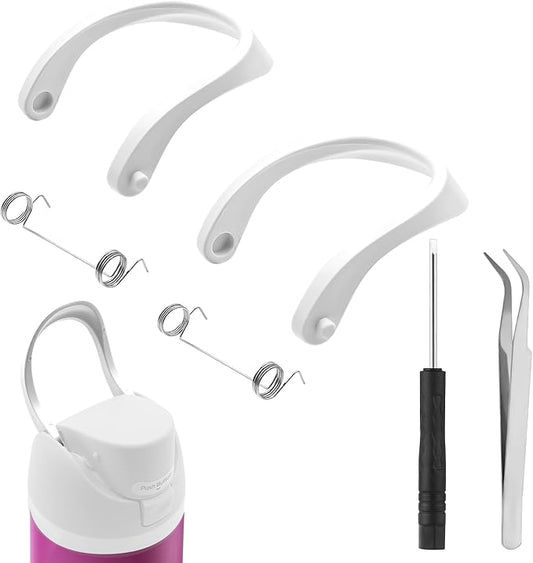 2pcs Handles for Owala FreeSip 24oz 32oz, Water Bottle Cap Carry Loop Handle, Replacement Parts for Owala Cup 16/25/40oz Easy Bottle Top Lid Cap Replacement Accessories, BPA-Free (White)
