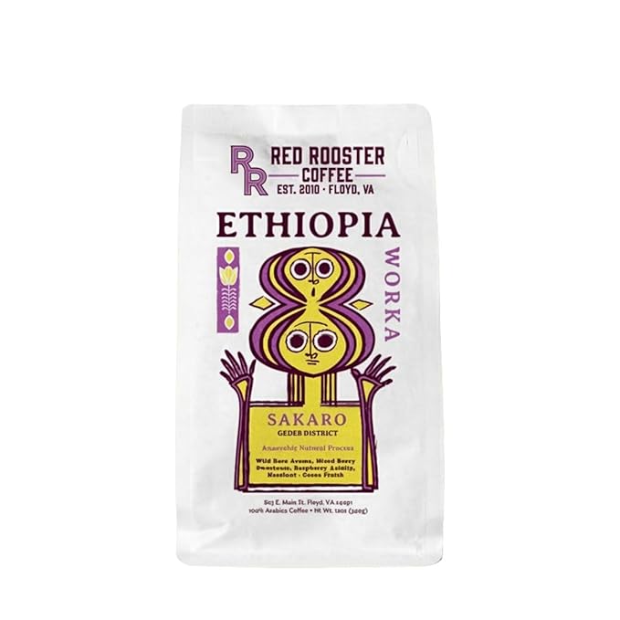 Ethiopia Worka Sakaro Anaerobic Natural - Roasted by Red Rooster Coffee - Whole Bean Coffee - 5 Pound Bag