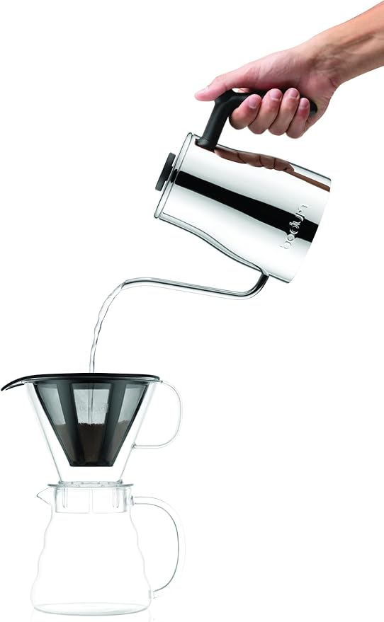 Bodum Melior Pour Over Borosilicate Glass Coffee Dripper with Carafe Lid and Stainless Steel Filter, 20 Ounce, Clear