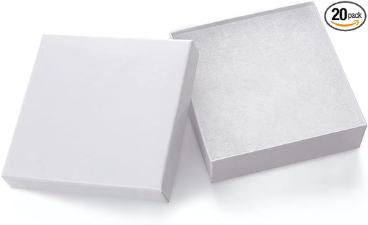 GEFTOL Jewelry Gift Boxes 20 Pack 3.5x3.5x1 Inch Cardboard Jewelry Boxes,Small Gift Boxes for Jewelry Earrings Necklaces Handmade Bangles Bracelets(White)