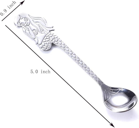 Stainless Steel Mini Coffee Espresso Spoon, Dessert Teaspoons Small Soup Spoons, Silver Cute Animals Coffee Spoon, 5 inch, Set of 4