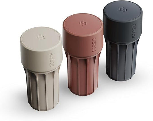 Staze Air Tight Smell Proof Container (148ml) – Vacuum Seal Stash Jar - Waterproof Food Storage Canister, Portable Small Smell Proof Jar for Coffee, Herb, Spice & Gummies - (Desert Trio)