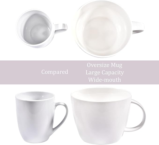 30 oz 900ml Large Coffee Mug Ceramic Jumbo Soup Bowl with Handle Cereal Mugs, Big Coffee Cup for Latte, Cappuccino, Cocoa, Hot Chocolate, Milk, Tea, Breakfast Mulled Drinks, White