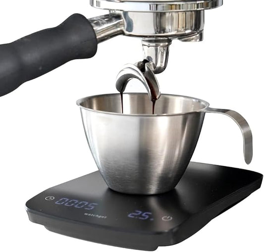 200ml watchget Stainless Steel Espresso Shot 6.8OZ Measuring Cup with Handle and Inside Scale for Coffee Milk Wine Liquid Measuring Espresso Accessories