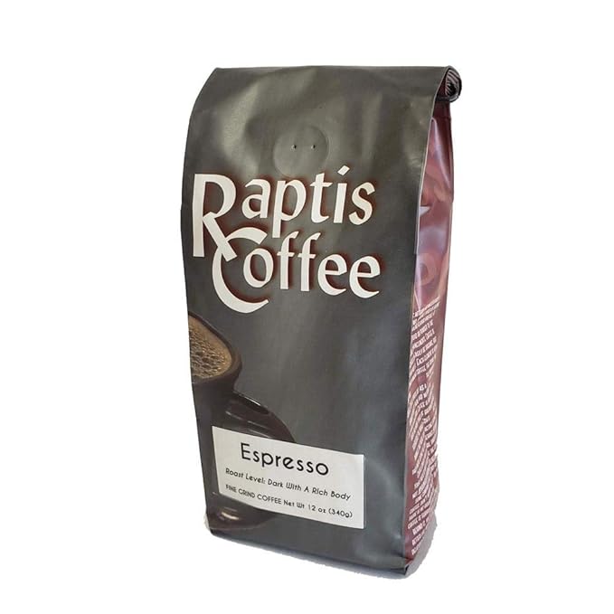 Raptis Coffee Roasters Espresso Fine Ground Coffee 12oz bag