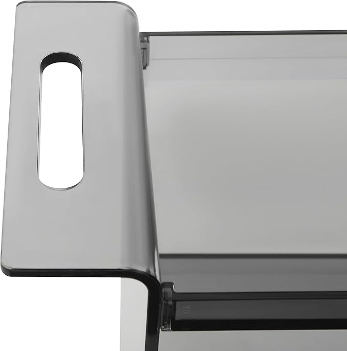 Rolling Serving Cart 3-Tier Small Bar Cart with Lockable Casters Storage Rolling Trolley 66lbs Capacity Mobile Kitchen Trolley for Home, Kitchen, Cafe (28 * 11.8 * 28.7in, Smoke Gray)