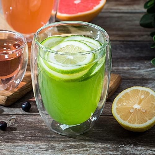Asng Glass Coffee Mugs, Double Wall Insulated Thermal Cups Drinking Glasses For Tea/Coffee/Latte/Cappucino/Cafe/Milk (350ML/12oz)