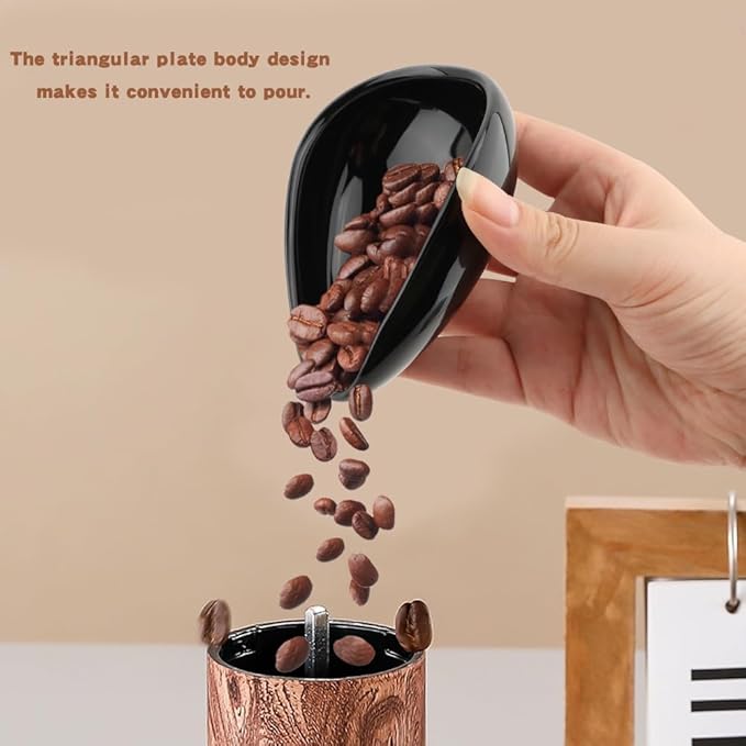 Ceramic Coffee Bean Dosing Cup & Spray Bottle & Spoon Set - Wood Espresso Accessories Kit with Static Reduction Spray, Measuring Tray for Coffee/Tea ﻿(COLOR:Black)