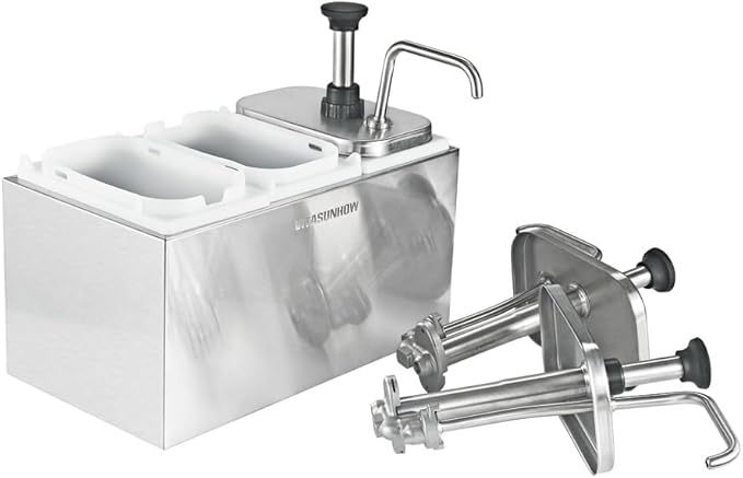 VITASUNHOW Sauce Pump Dispenser Stainless Steel Dispenser - Large Capacity Condiment Pump Dispenser Quantitative Pressure Head for Variety of Sauces (3002S)