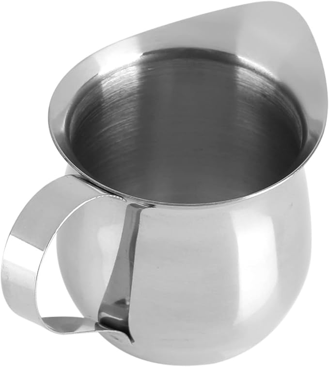 Joyzan Stainless Steel Bell Creamer, Espresso Shot Frothing Pitcher Cup Handle 3oz Serving Cream Pouring Spout Jug Coffee Latte Tea Milk Jam Maple Syrup Sauce Salad Dressing Restaurant Kitchen Art