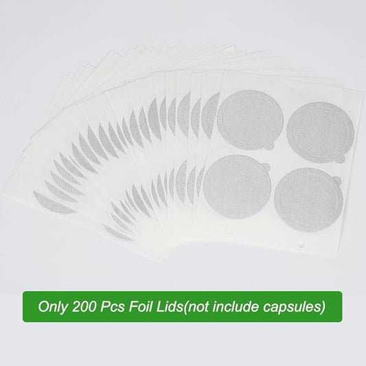 200Pcs Aluminum Foil Lids Seals for Reusable Nespresso Pods,Refillable Espresso Capsules Stainless Steel Coffee Pods Stickers Covers Seals Compatible for Nespresso Original Line Machines (200 Lids)