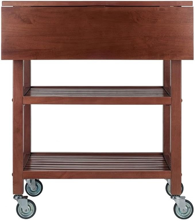 BOWERY HILL Transitional Solid Wood Kitchen Cart in Walnut Finish