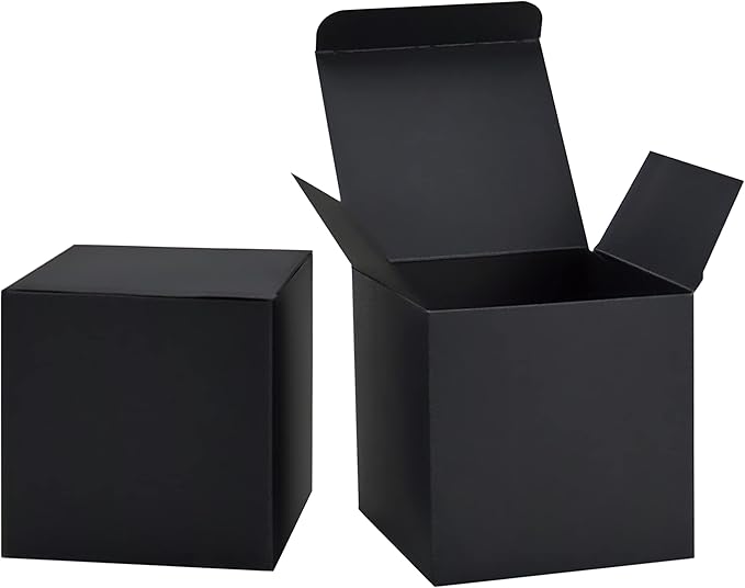 HUAPRINT Black Gift Boxes with Lids 6x6x6 inch,24 Pcs Paper Gift Wrap Box Bulk for Presents,Birthday,Bridesmaid Proposal,Groomsmen Engagements,Christmas,Wedding Party Favor,Cupcake,Crafting,Holidays