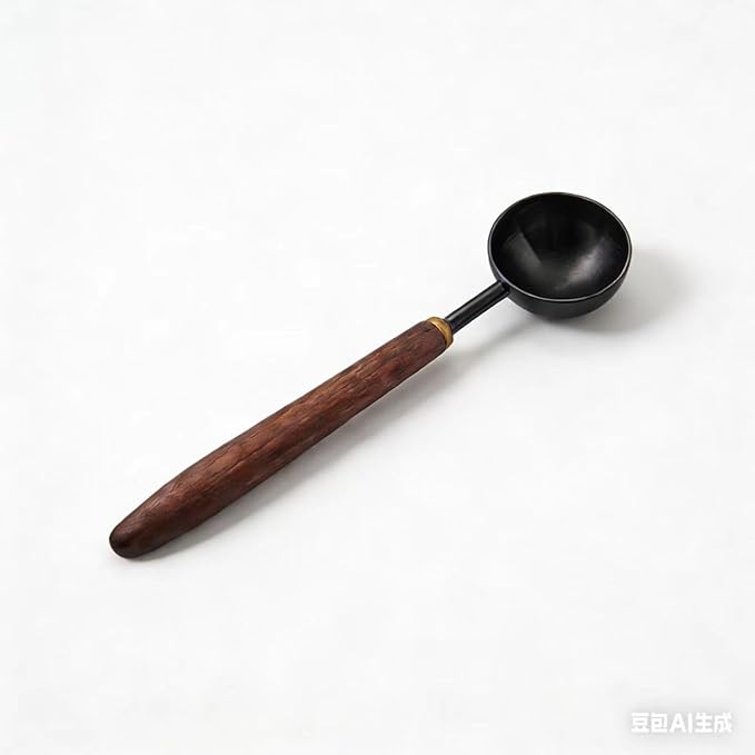 Coffee Spoon - Vintage Walnut Wood Handle, Stainless Steel Coffee Scoop ，Stainless Steel Tea Scoopand Seasoning Spoons (1, Gunmetal, 10g Capacity)