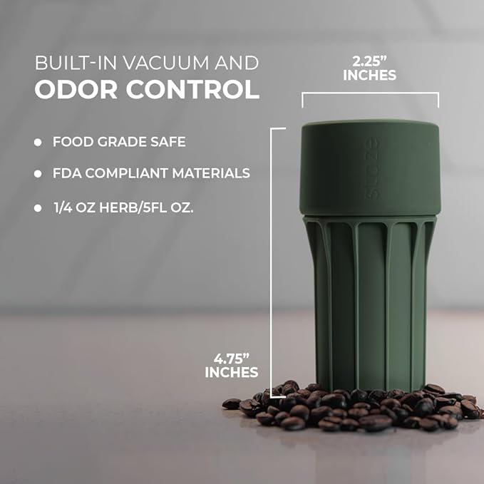 Staze Air Tight Smell Proof Container (148ml) – Vacuum Seal Stash Jar with UV Protection, Waterproof Food Storage Canister, Portable Small Smell Proof Jar for Coffee, Herb, Spice & Gummies - (MARSH)