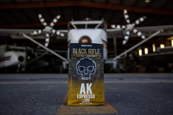 Black Rifle Coffee Company AK Espresso, 12oz Bag, Ground Coffee Medium Roast - Roasted Blend Made from Arabica Beans - Colombian & Brazilian Beans - Veteran Founded & American Made