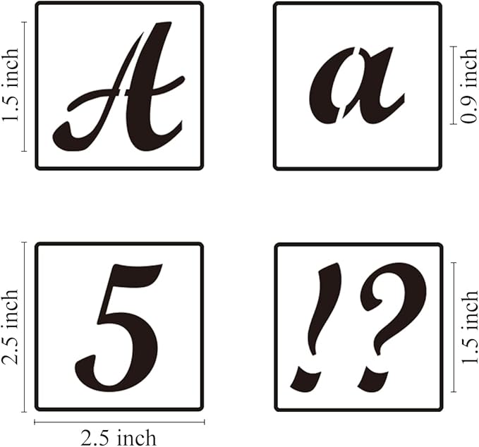 1.5 Inch Alphabet Letter Stencils for Painting - 70 Pack Letters and Numbers Stencil Templates with Signs for Painting on Wood, Reusable Letter and Number Stencils for Chalkboard Wood Signs & Wall Art