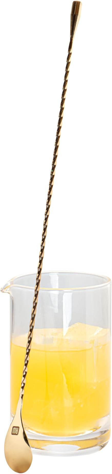 Restaurantware Bar Lux 16 Inch Bar Spoon 1 Corkscrew Handle Cocktail Stirrer Spoon - Long Commercial Gold-Plated Stainless Steel Cocktail Mixing Spoon For Stirring And Mixing
