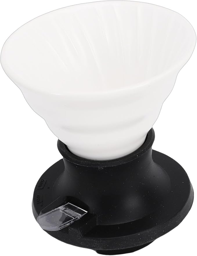 Premium Ceramic Pour Over Coffee Dripper - Heat Immersion Cone Brewer with Filter Holder for Home, Office & Travel Use, Ideal Coffee Maker for Daily Brewing (White Black)