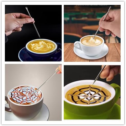 44 Coffee Stencils+2 Mesh Powder Shakers+1 Coffee Latte Art Pen, Coffee Decoration Stencils Coffee Art Templates Coffee Mold Tool for Christmas Thanksgiving Cake Coffee