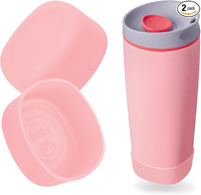 2pcs Silicone Boot for Owala SmoothSip Slider Coffee Tumbler 20oz 12oz, Anti-Slip Sleeve for Travel Coffee Mug, Protective Accessories for Owala BPA Free (Blush Pink)