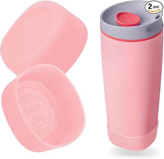 2pcs Silicone Boot for Owala SmoothSip Slider Coffee Tumbler 20oz 12oz, Anti-Slip Sleeve for Travel Coffee Mug, Protective Accessories for Owala BPA Free (Blush Pink)