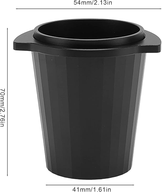 54mm Coffee Dosing Cup, Aluminum Alloy Portafilter Dosing Mug, Polished Inner Wall for Easy Cleaning, Universal Design for Most Coffee Machines, Black Dosing Cup with Anti Fly Powd