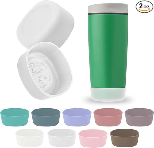 2Pcs Silicone Boot for Owala SmoothSip Slider Coffee Tumbler 20oz 12oz, Anti-Slip Sleeve for Travel Coffee Mug, Protective Accessories for Owala BPA Free (Transparent Frosted)