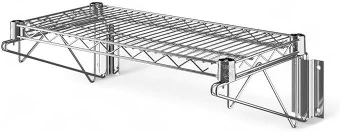12" x 24" Chrome Wall-Mounted Wire Shelf with Epoxy Coating, Heavy-Duty Steel Storage Rack, NSF Certified, Easy Installation, Open Wire Design for Kitchen, Garage, or Utility Storage
