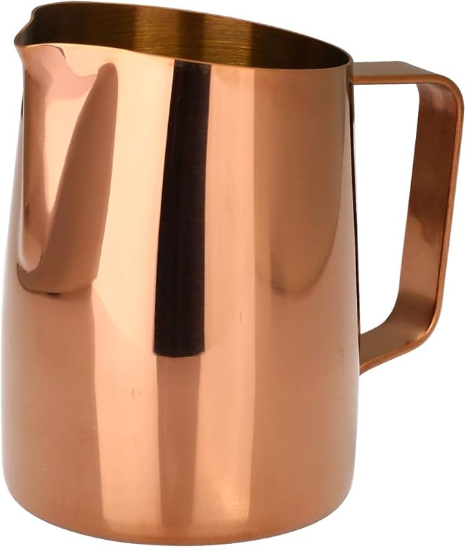 Espresso Steaming Pitcher, Espresso Milk Frothing Pitcher Stainless Steel, Coffee Latte Art Cup 14.2 OZ (420ml) Gold