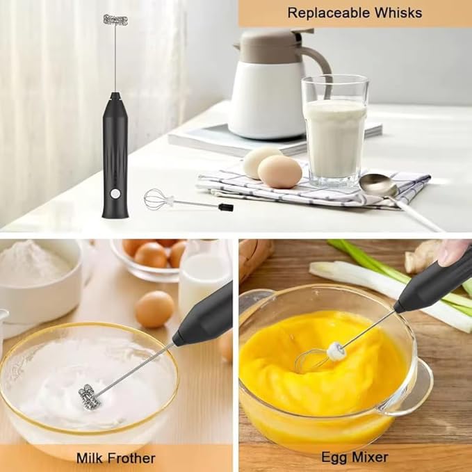 Electric Milk Frother for Coffee and Hot Drinks, Egg Mixer,Drink Mixer, Rechargeable, USB Charging (Black)