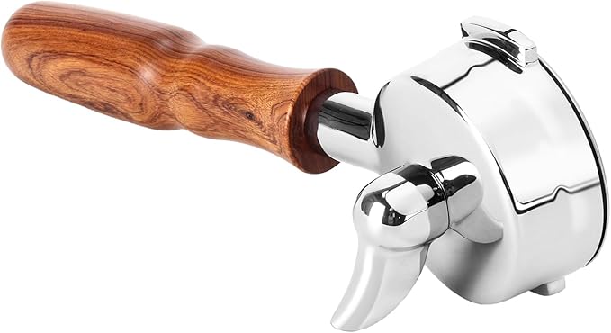 DIBTSA 58mm Espresso Portafilter Compatible with La Marzocco,Single Spout 2 Ears, 304 Stainless Steel Head and Filter Basket and Wood Handle,Espresso Machine Parts