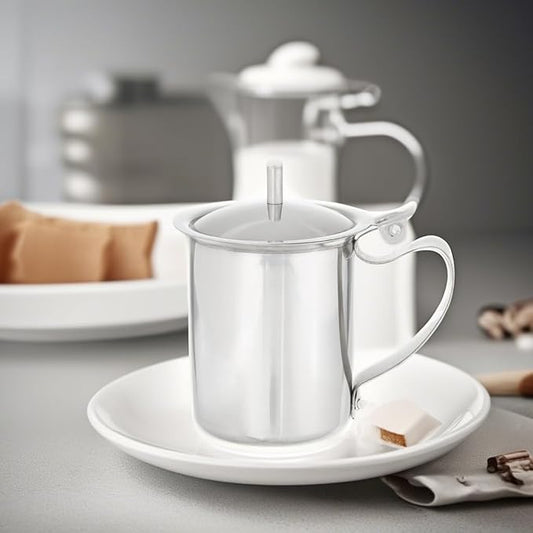Winco Stainless Steel Creamer with Cover, 10-Ounce, Medium, Metallic