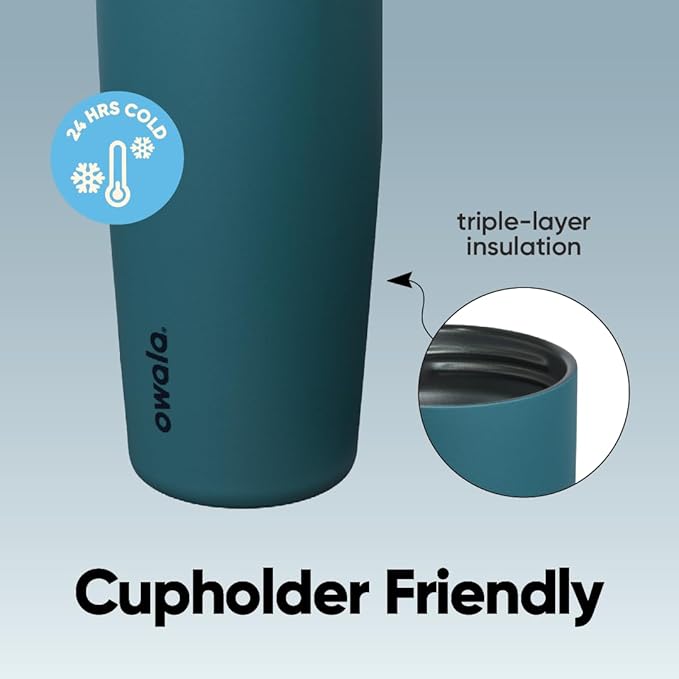 Owala FreeSip Sway Insulated Stainless Steel Water Bottle with Two-Way Spout, Built-In Straw and Bucket Handle, Made for Travel, School, and Sports, 40oz, BPA Free, Leak Proof, Denim
